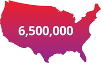 United States map with a count of 6,500,000
